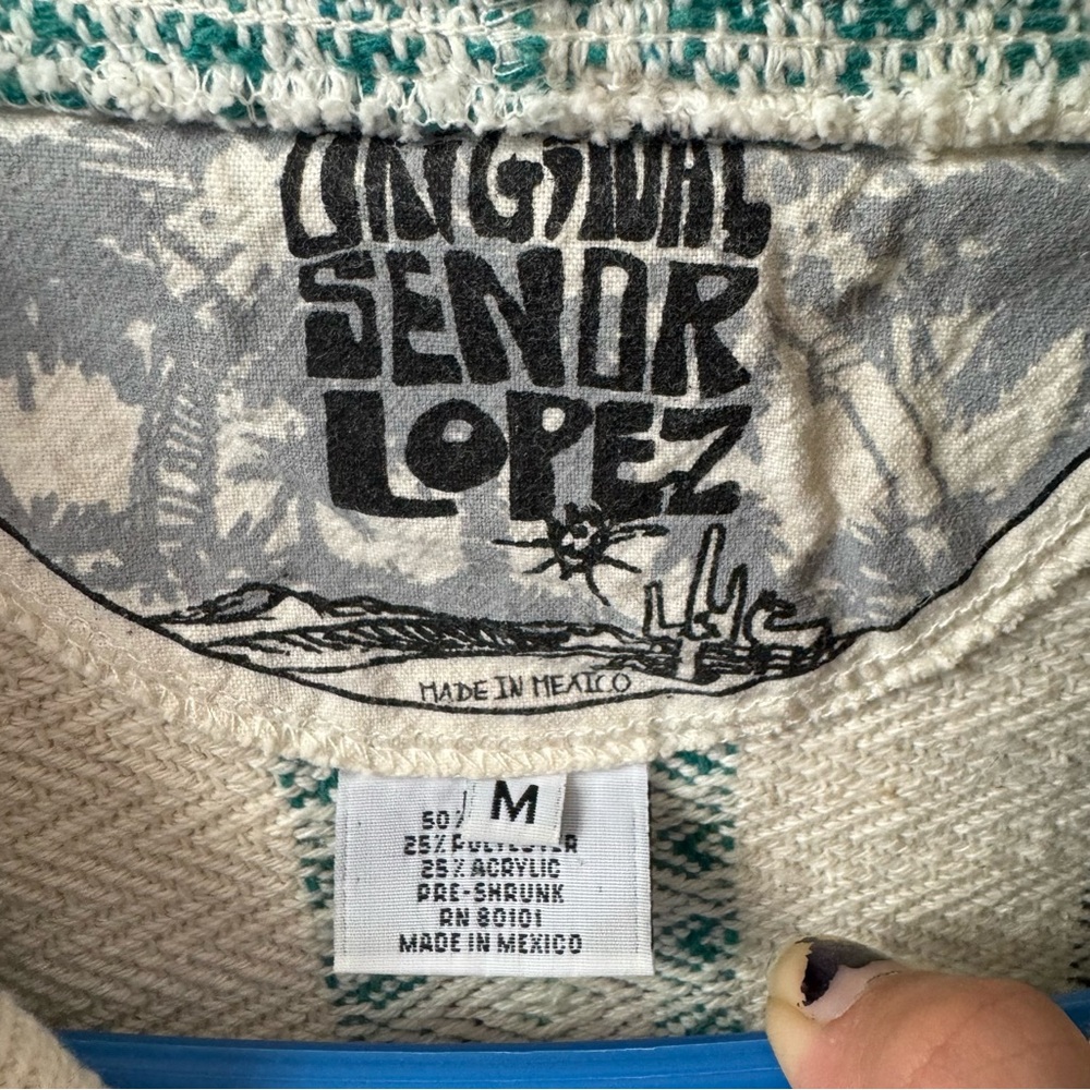 Original Senor Lopez White and Turquoise Baja Beach Hoodie - Picture 6 of 8